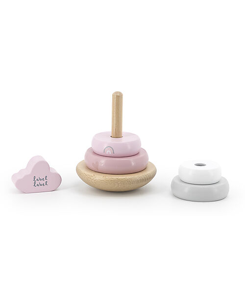 Label Label FSC Wooden Stackable Ring Tower - Pink - 12+ m Wooden Stacking Toys