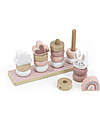 Label Label FSC Wooden Stackable Rings - Pink - Four Towers - 12+ m Wooden Stacking Toys