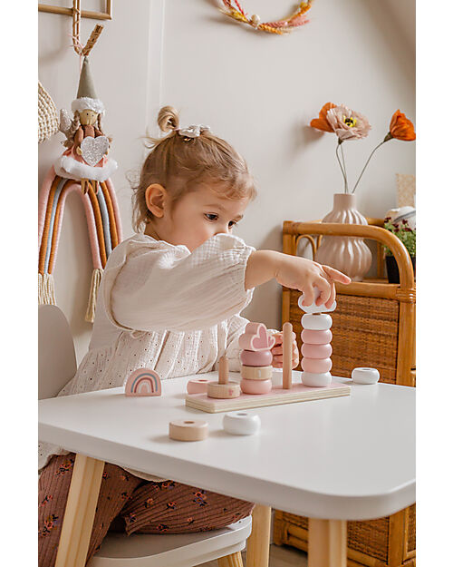 Label Label FSC Wooden Stackable Rings - Pink - Four Towers - 12+ m Wooden Stacking Toys