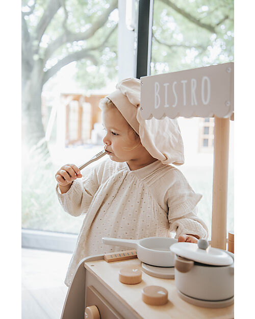 Label Label FSC Wooden Toy Bistro Kitchen - Beige - 12+ m Toy Kitchens