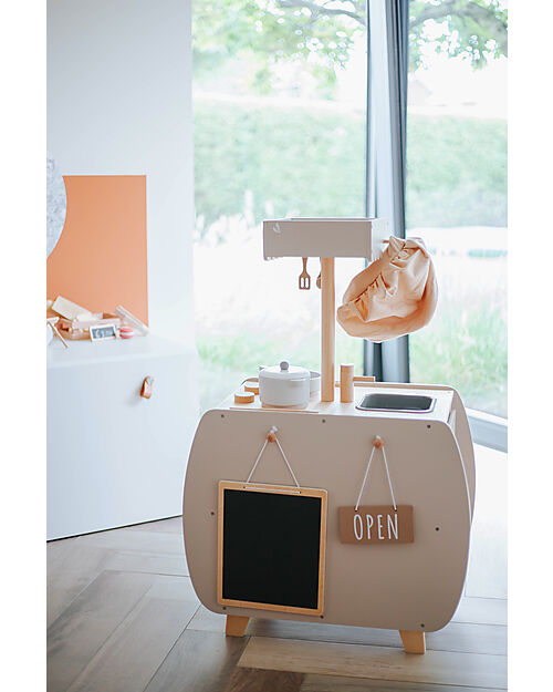 Label Label FSC Wooden Toy Bistro Kitchen - Beige - 12+ m Toy Kitchens