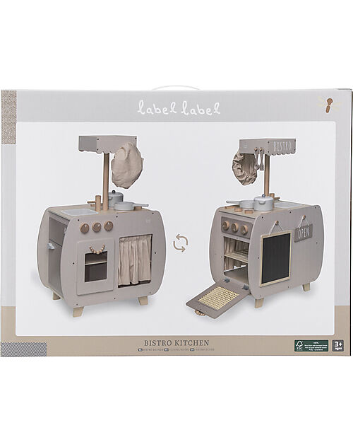 Label Label FSC Wooden Toy Bistro Kitchen - Beige - 12+ m Toy Kitchens