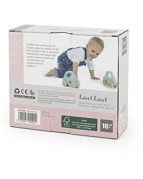 Label Label FSC Wooden Toy Car - Pink - 18+ m Wooden Toy Cars, Trains & Trucks