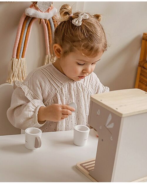 Label Label FSC Wooden Toy Coffee Machine - Beige - 3+ years Toy Kitchens