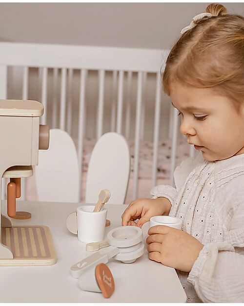 Label Label FSC Wooden Toy Coffee Machine - Beige - 3+ years Toy Kitchens