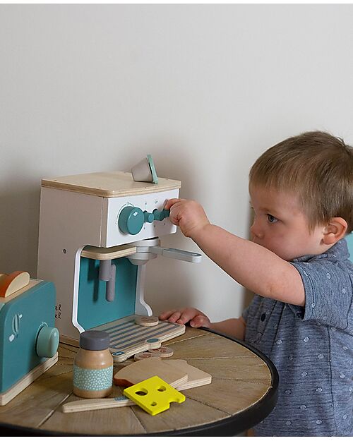 Label Label FSC Wooden Toy Coffee Machine - Green - 3+ years Toy Kitchens