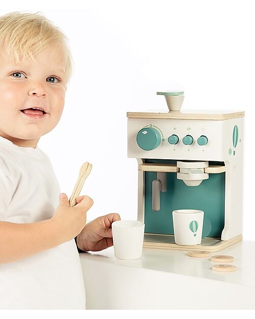 Label Label FSC Wooden Toy Coffee Machine - Green - 3+ years Toy Kitchens
