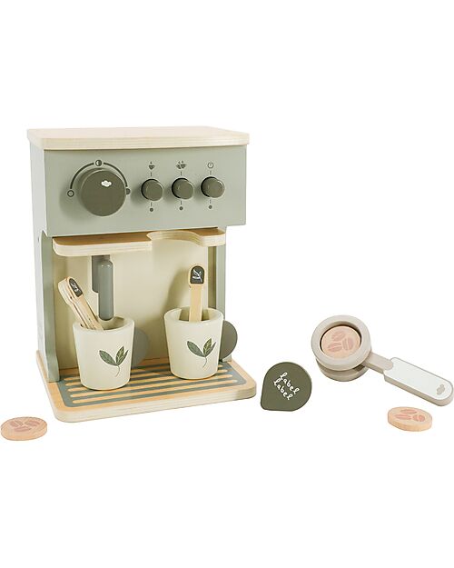 Label Label FSC Wooden Toy Coffee Machine - Olive - 3+ years Toy Kitchens