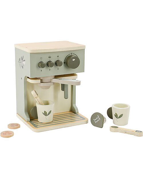 Label Label FSC Wooden Toy Coffee Machine - Olive - 3+ years Toy Kitchens