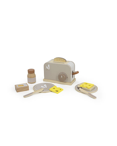Label Label FSC Wooden Toy Toaster with Accessories - Beige - 12+ m Toy Kitchens