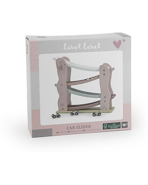 Label Label FSC Wooden Toy Track - Pink - 18+ m Wooden Toy Cars, Trains & Trucks