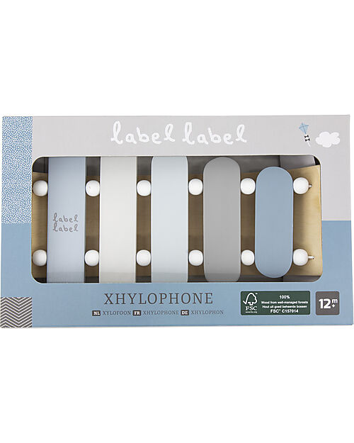 Label Label FSC Wooden Xylophone Toy - Blue - 12+ m Musical Instruments