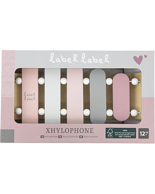Label Label FSC Wooden Xylophone Toy - Pink - 12+ m Musical Instruments