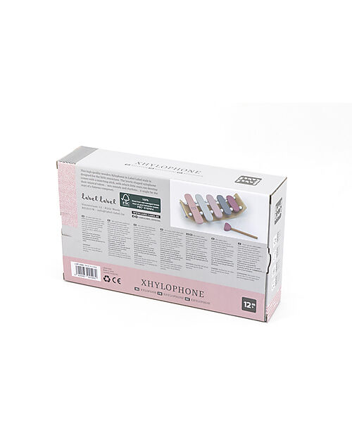 Label Label FSC Wooden Xylophone Toy - Pink - 12+ m Musical Instruments