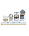 Label Label Little Wooden Stacking Rings - Blue - FSC-certified Beechwood Wooden Stacking Toys
