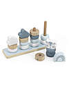 Label Label Little Wooden Stacking Rings - Blue - FSC-certified Beechwood Wooden Stacking Toys