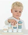 Label Label Little Wooden Stacking Rings - Blue - FSC-certified Beechwood Wooden Stacking Toys