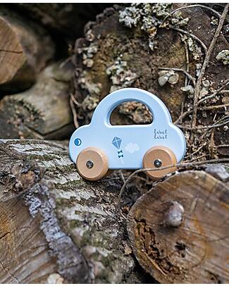 Label Label Little Wooden Toy Car - Blue - FSC-certified Beechwood Wooden Toy Cars, Trains & Trucks