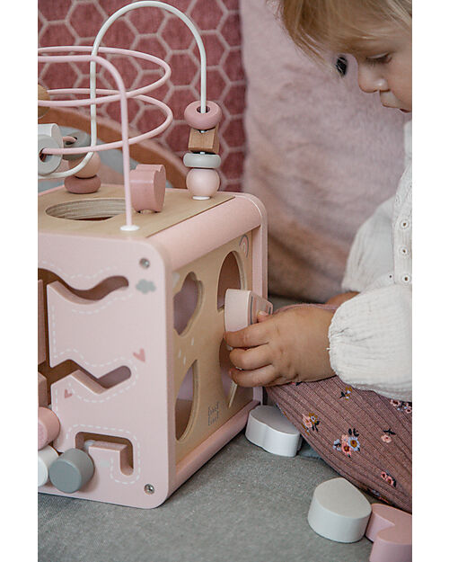 Pink wooden activity cube online