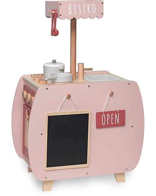 Label Label Wooden Bistro Kitchen - Pink - FSC-certified Beechwood Toy Kitchens