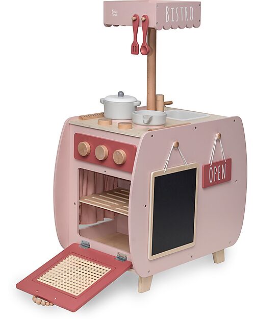 Label Label Wooden Bistro Kitchen - Pink - FSC-certified Beechwood Toy Kitchens