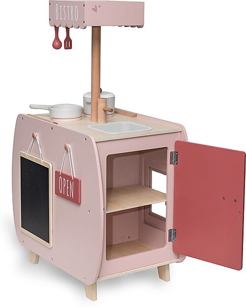 Label Label Wooden Bistro Kitchen - Pink - FSC-certified Beechwood Toy Kitchens