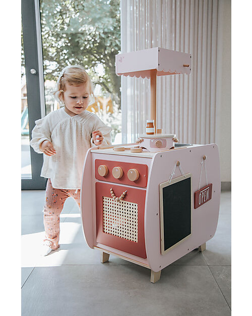 Label Label Wooden Bistro Kitchen - Pink - FSC-certified Beechwood Toy Kitchens