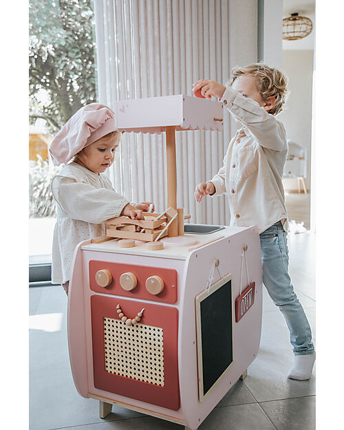 Label Label Wooden Bistro Kitchen - Pink - FSC-certified Beechwood Toy Kitchens