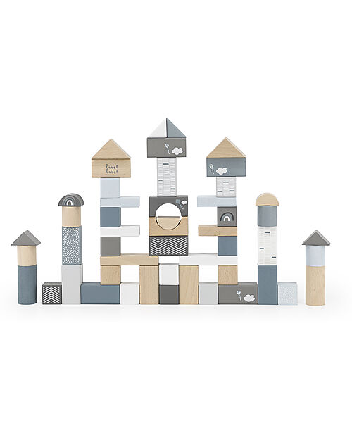 Label Label Wooden Blocks 50 pcs - Blue - FSC-certified Beechwood Wooden Blocks and Construction Sets