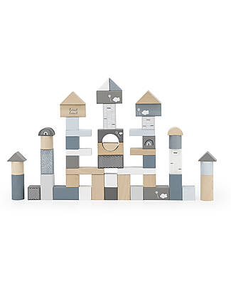 Label Label Wooden Blocks 50 pcs - Blue - FSC-certified Beechwood Wooden Blocks and Construction Sets