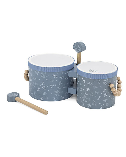 Label Label Wooden Bongos - Blue - FSC-certified Beechwood Musical Instruments