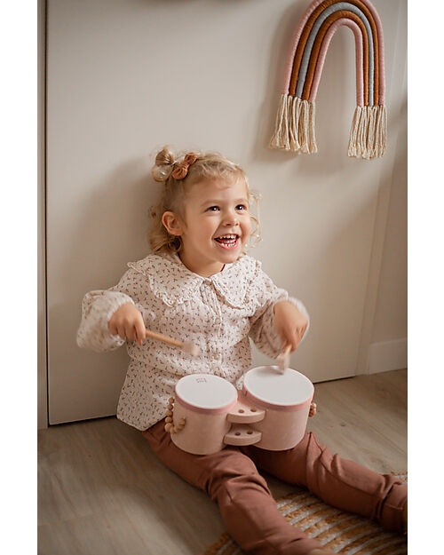 Label Label Wooden Bongos - Pink - FSC-certified Beechwood Musical Instruments