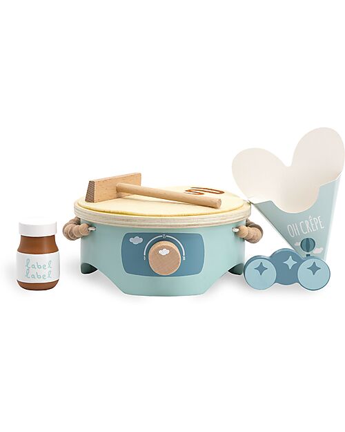 Label Label Wooden Crepe Maker Set - Green - FSC-certified Beechwood Toy Kitchens