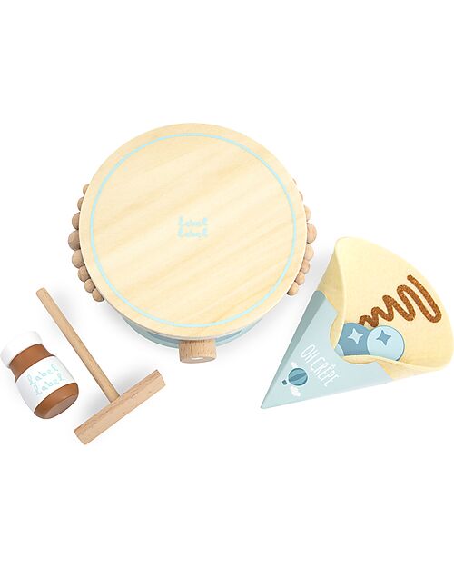 Label Label Wooden Crepe Maker Set - Green - FSC-certified Beechwood Toy Kitchens