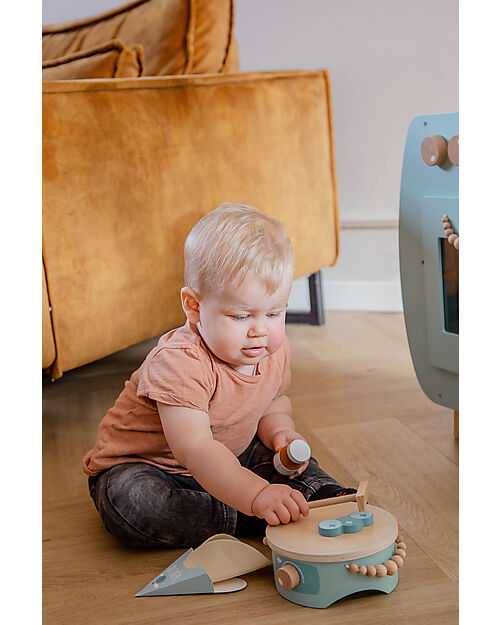 Label Label Wooden Crepe Maker Set - Green - FSC-certified Beechwood Toy Kitchens