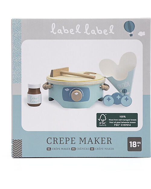 Label Label Wooden Crepe Maker Set - Green - FSC-certified Beechwood Toy Kitchens