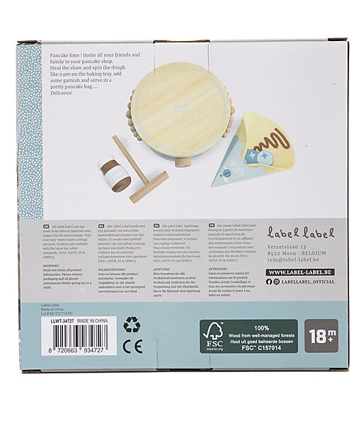Label Label Wooden Crepe Maker Set - Green - FSC-certified Beechwood Toy Kitchens