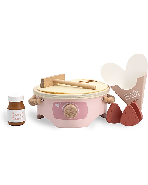 Label Label Wooden Crepe Maker Set - Pink - FSC-certified Beechwood Toy Kitchens