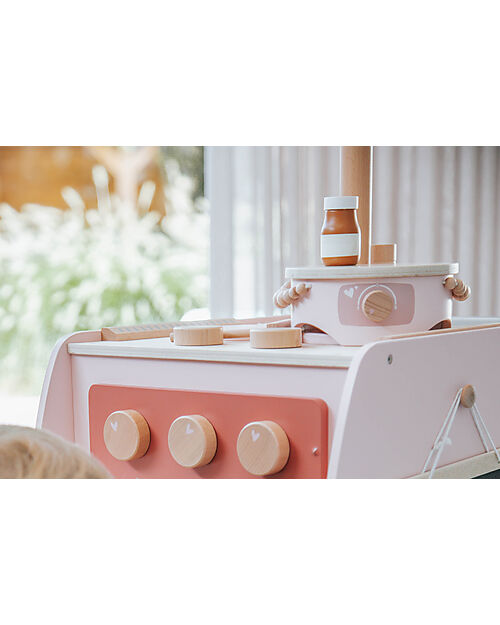Label Label Wooden Crepe Maker Set - Pink - FSC-certified Beechwood Toy Kitchens