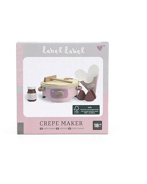Label Label Wooden Crepe Maker Set - Pink - FSC-certified Beechwood Toy Kitchens
