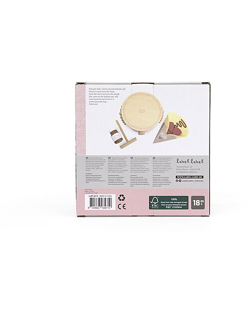 Label Label Wooden Crepe Maker Set - Pink - FSC-certified Beechwood Toy Kitchens