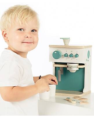 Label Label Wooden Espresso Machine - Green - FSC-certified Beechwood Toy Kitchens
