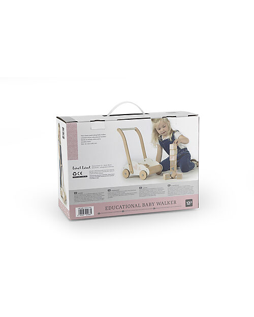 Label Label Wooden First Steps Trolley with Blocks - Pink - 12+ m Push-Toys