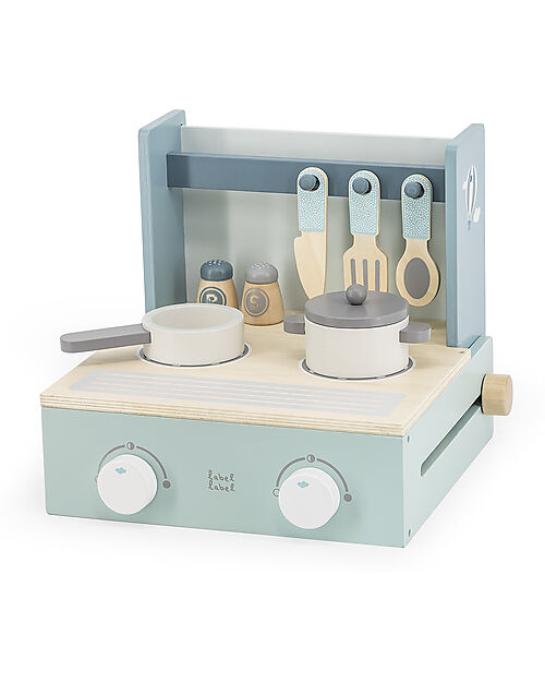 Label Label Wooden Foldable Cooker - Green - FSC-certified Beechwood Toy Kitchens