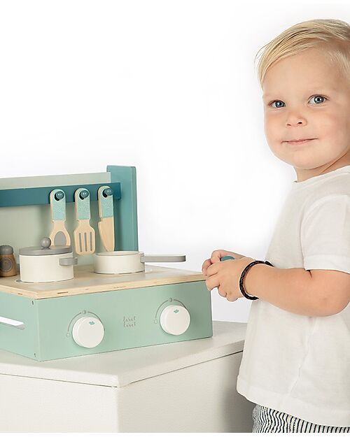 Label Label Wooden Foldable Cooker - Green - FSC-certified Beechwood Toy Kitchens