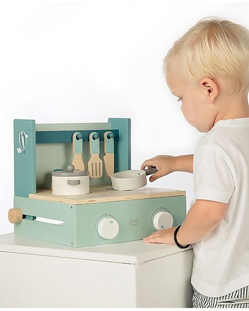 Label Label Wooden Foldable Cooker - Green - FSC-certified Beechwood Toy Kitchens
