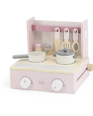 Label Label Wooden Foldable Cooker - Pink - FSC-certified Beechwood Toy Kitchens