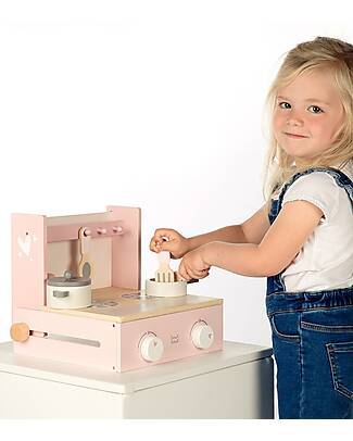 Label Label Wooden Foldable Cooker - Pink - FSC-certified Beechwood Toy Kitchens