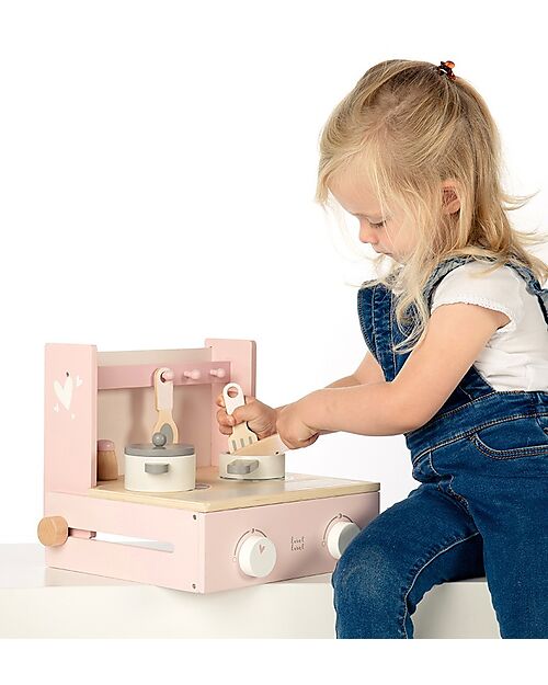 Label Label Wooden Foldable Cooker - Pink - FSC-certified Beechwood Toy Kitchens