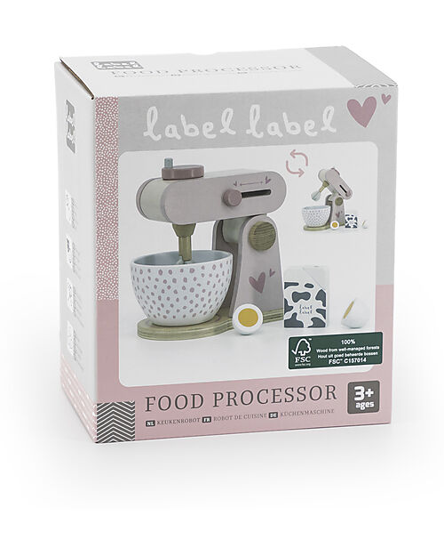 Label Label Wooden Foodprocessor - Pink - FSC-certified Beechwood Toy Kitchens
